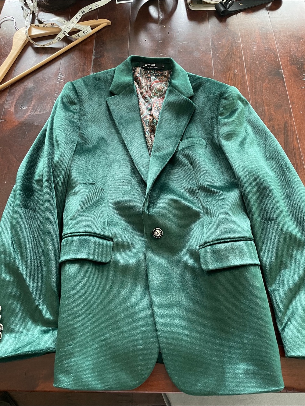 Wywk Men's Emerald Green Velvet Blazer Size Medium